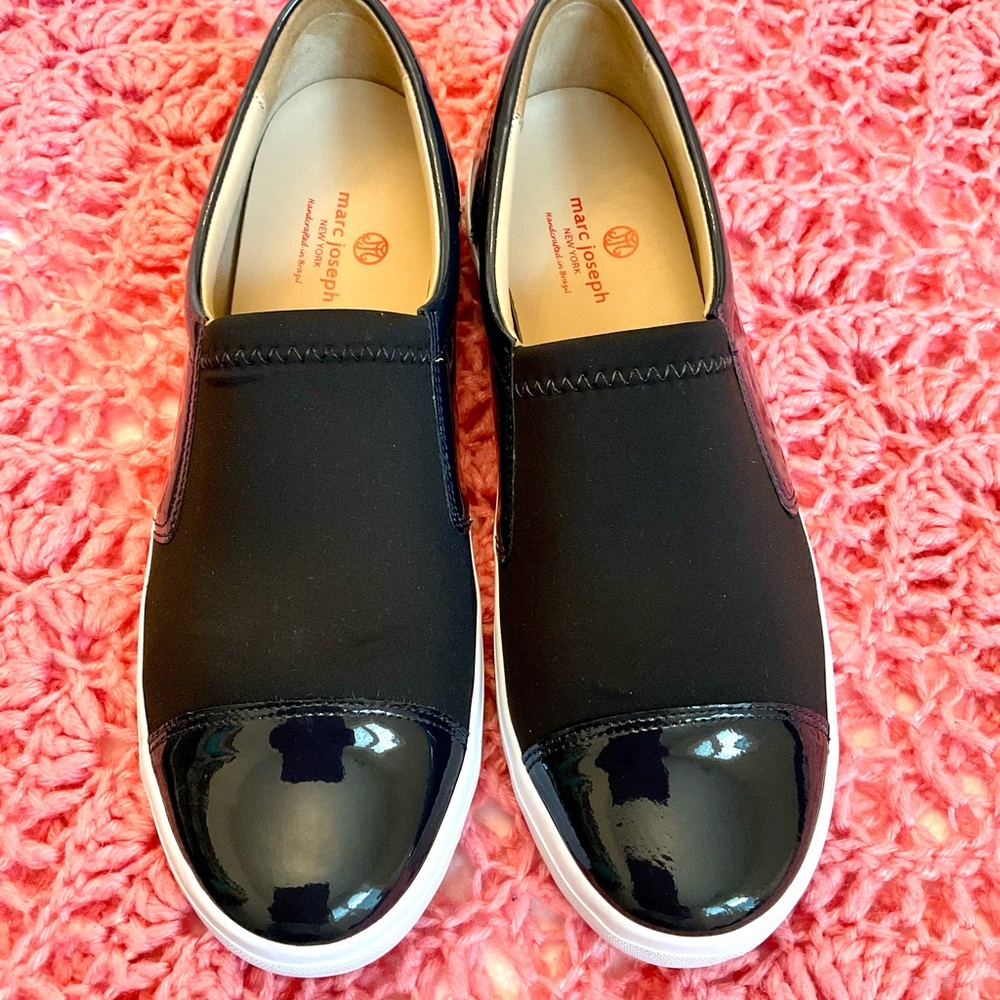 Marc Joseph Black Patent Slip-On Shoes